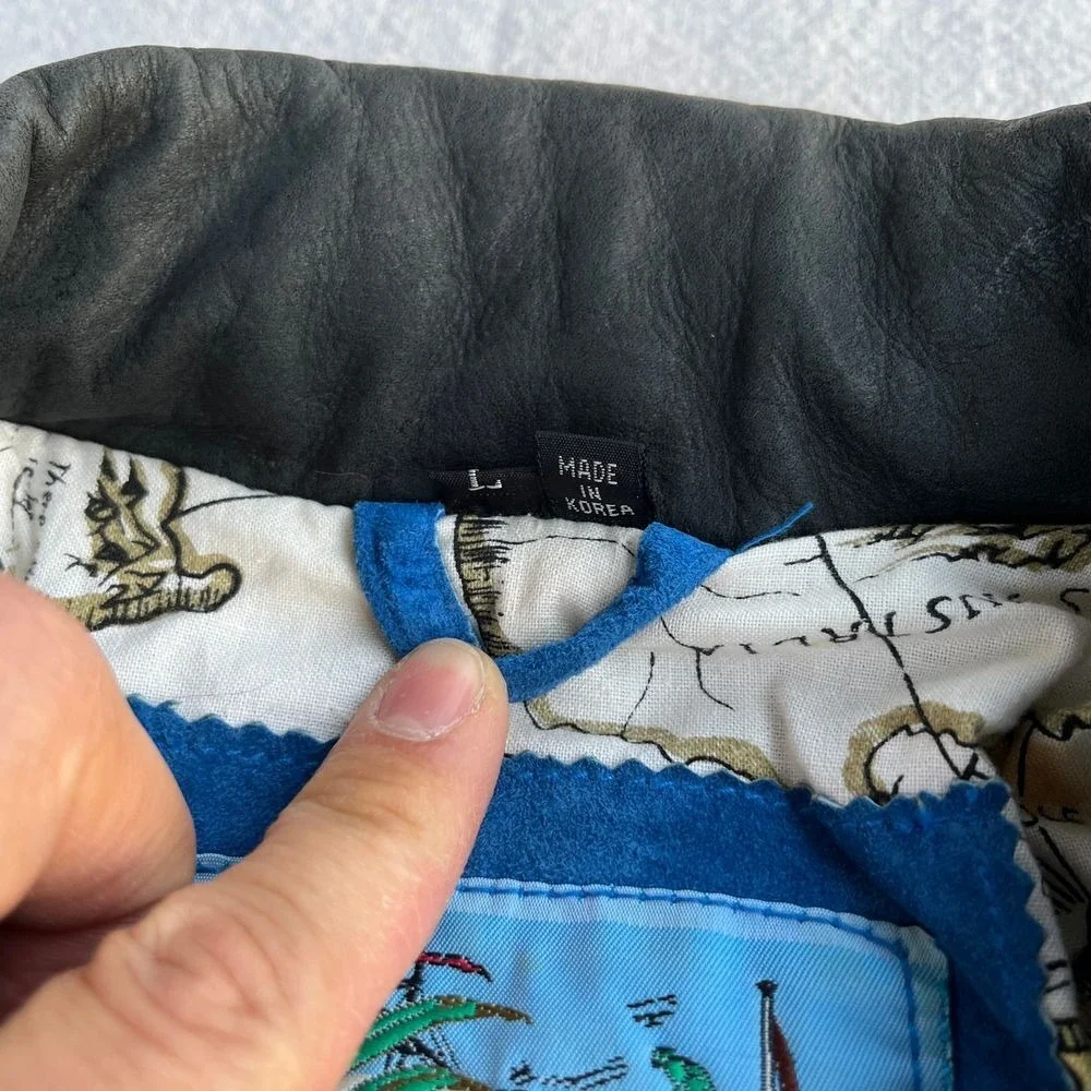 Vintage‎ Blue Overland Outfitters Suede Leather Jacket 
